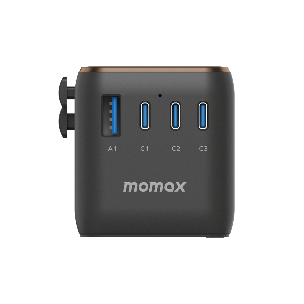 محول سفر Momax 1-World GaN بقدرة 170 واط | 4 منافذ + AC | تيتانيوم صحراوي محول سفر Momax 1-World GaN بقدرة 170 واط | 4 منافذ + AC | تيتانيوم صحراوي